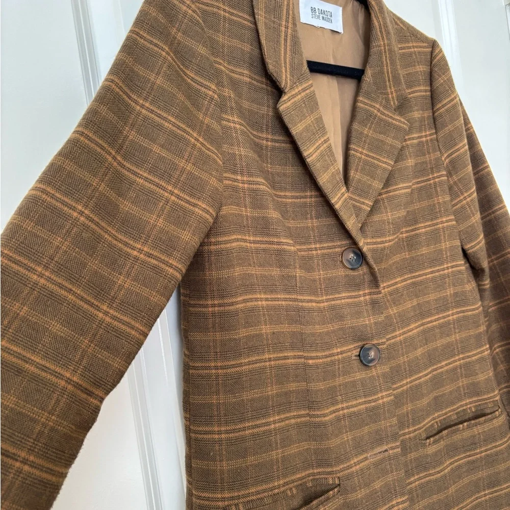 BB Dakota by Steve Madden Brown Plaid Blazer - Picture 1 of 3